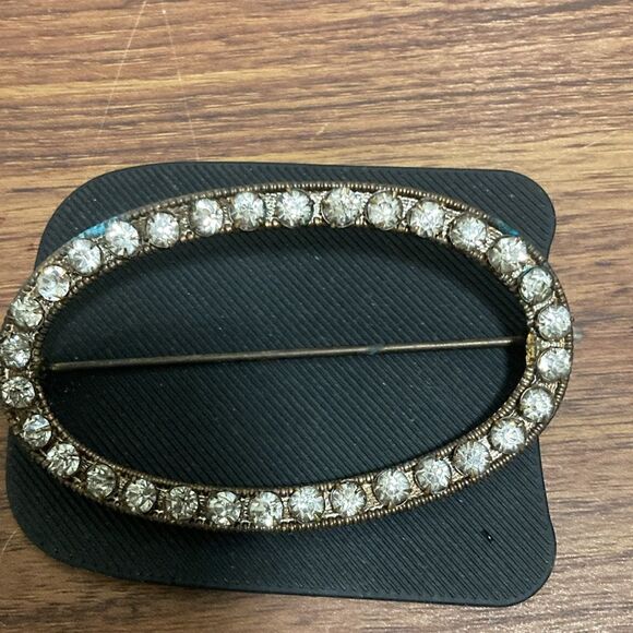 Vintage Antique Art Deco Rhinestone Oval Brooch with Pin C Clasp. - Picture 4 of 6